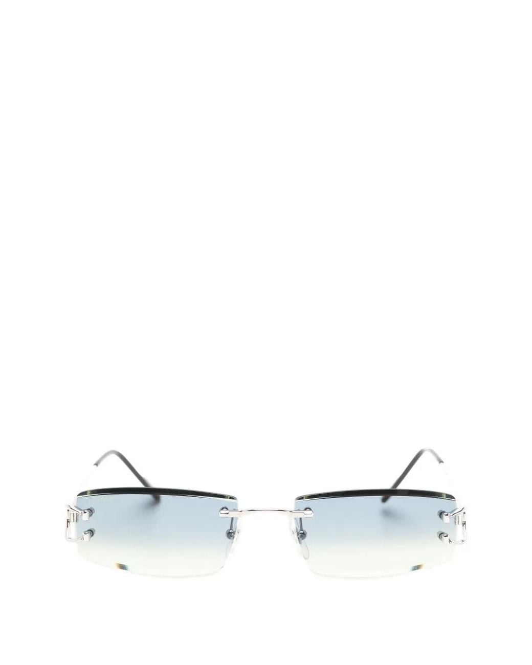 Cartier White Rimless Rectangle-Frame Sunglasses