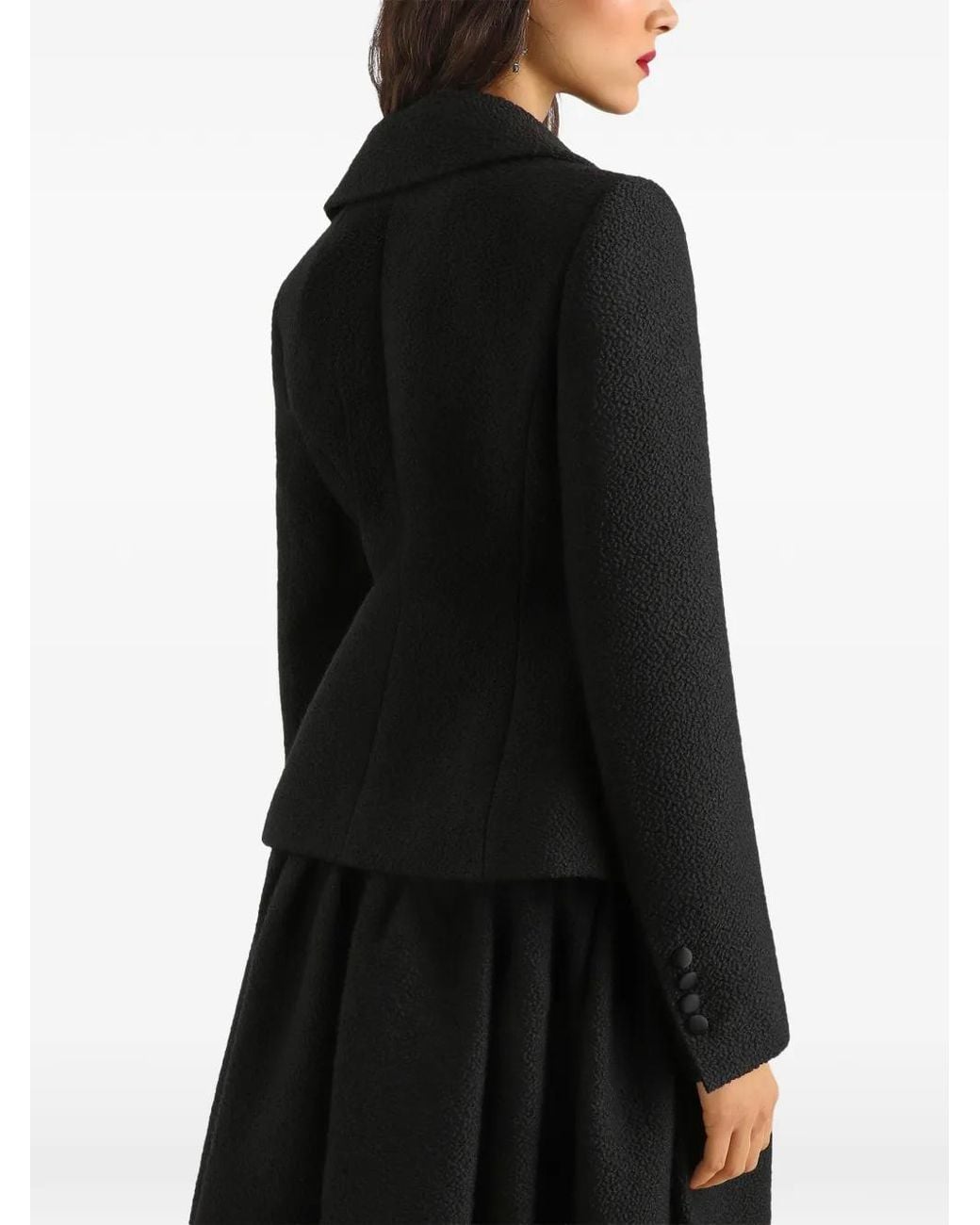 Dolce & Gabbana Black Surchemise En Laine À Boutonnière