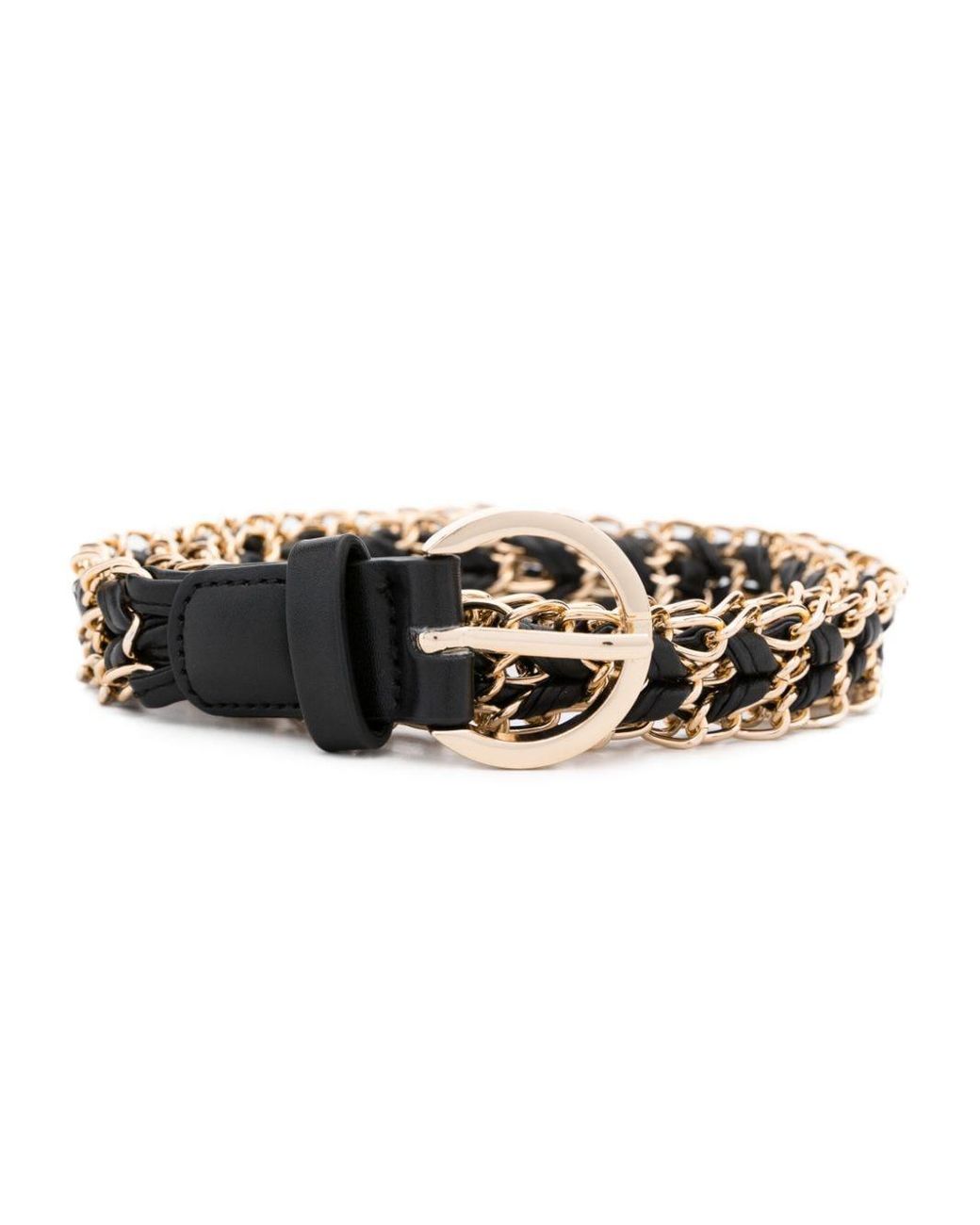 Faux Leather Belt With Chain
