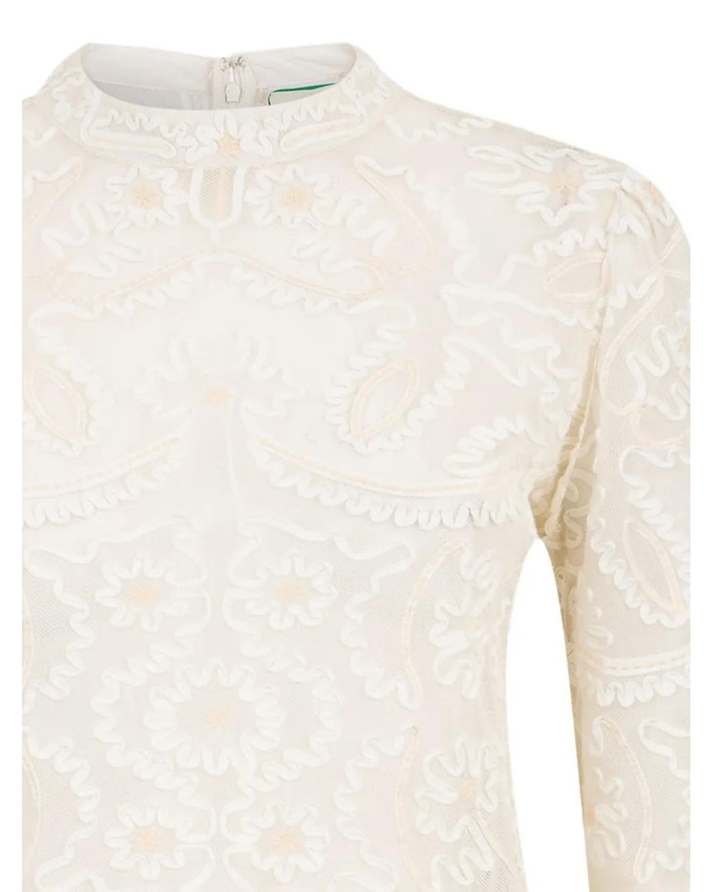 Farm Rio White Embroidered Crew-Neck Blouse