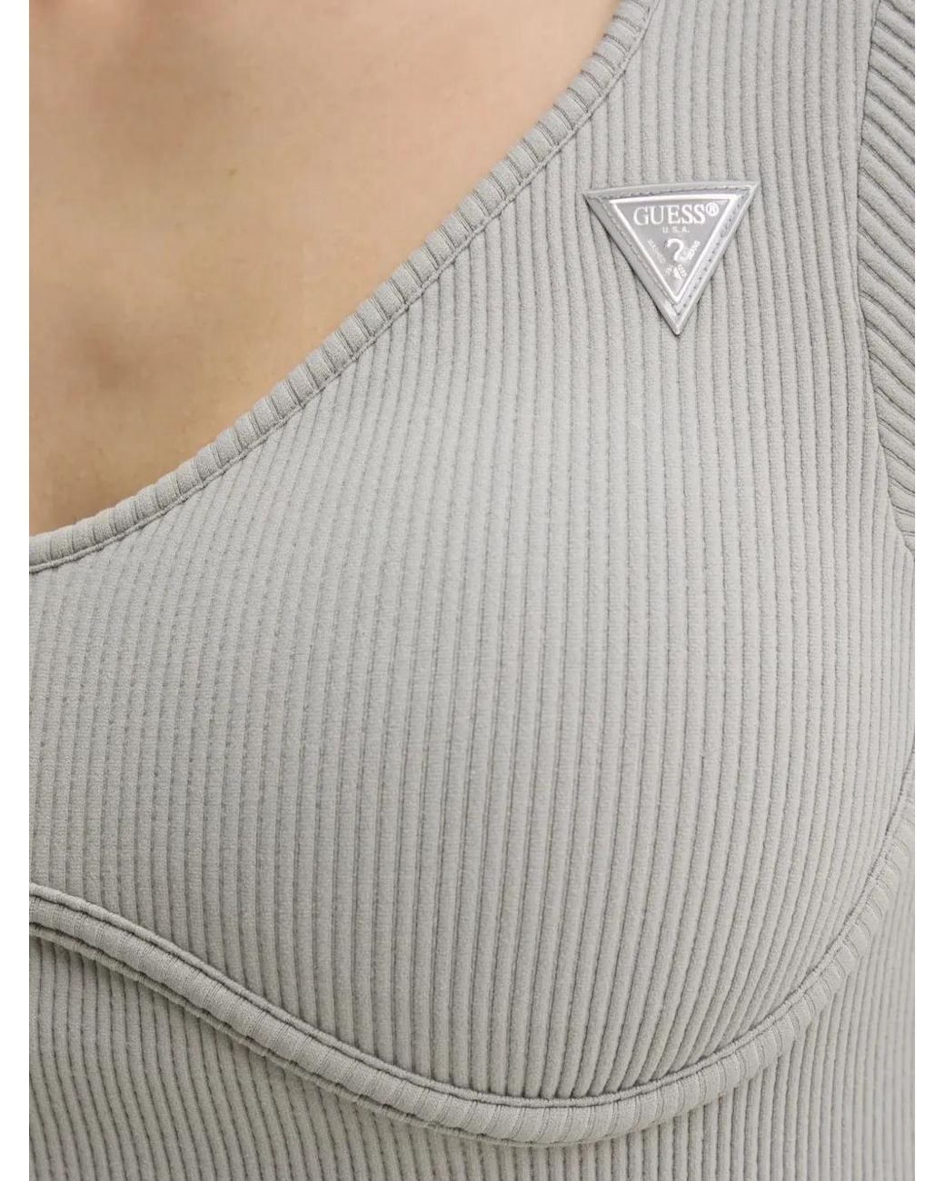 Guess Gray Martina Ribbed Cropped Top