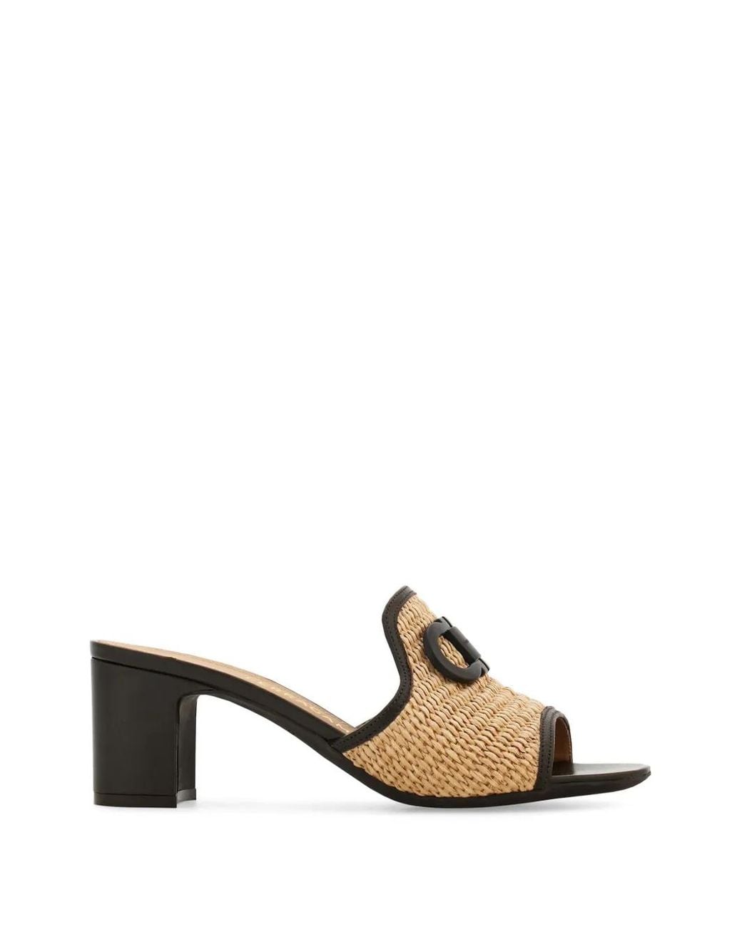 Ferragamo Metallic Gancini Ornament Mid-Heel Slides