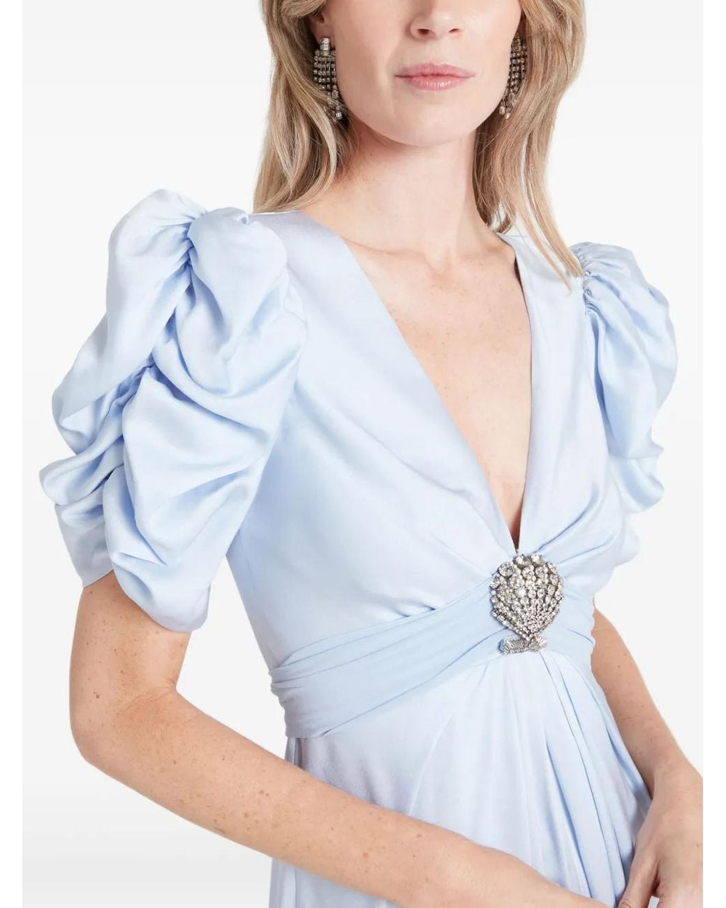 Temperley London Blue Short-Sleeve Gown