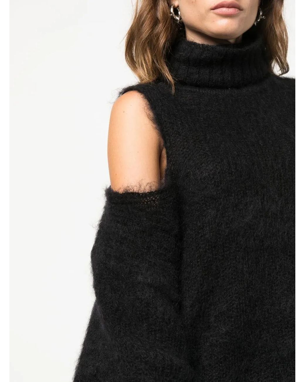 ANDREADAMO Black Cut-Out Detail Roll-Neck Jumper