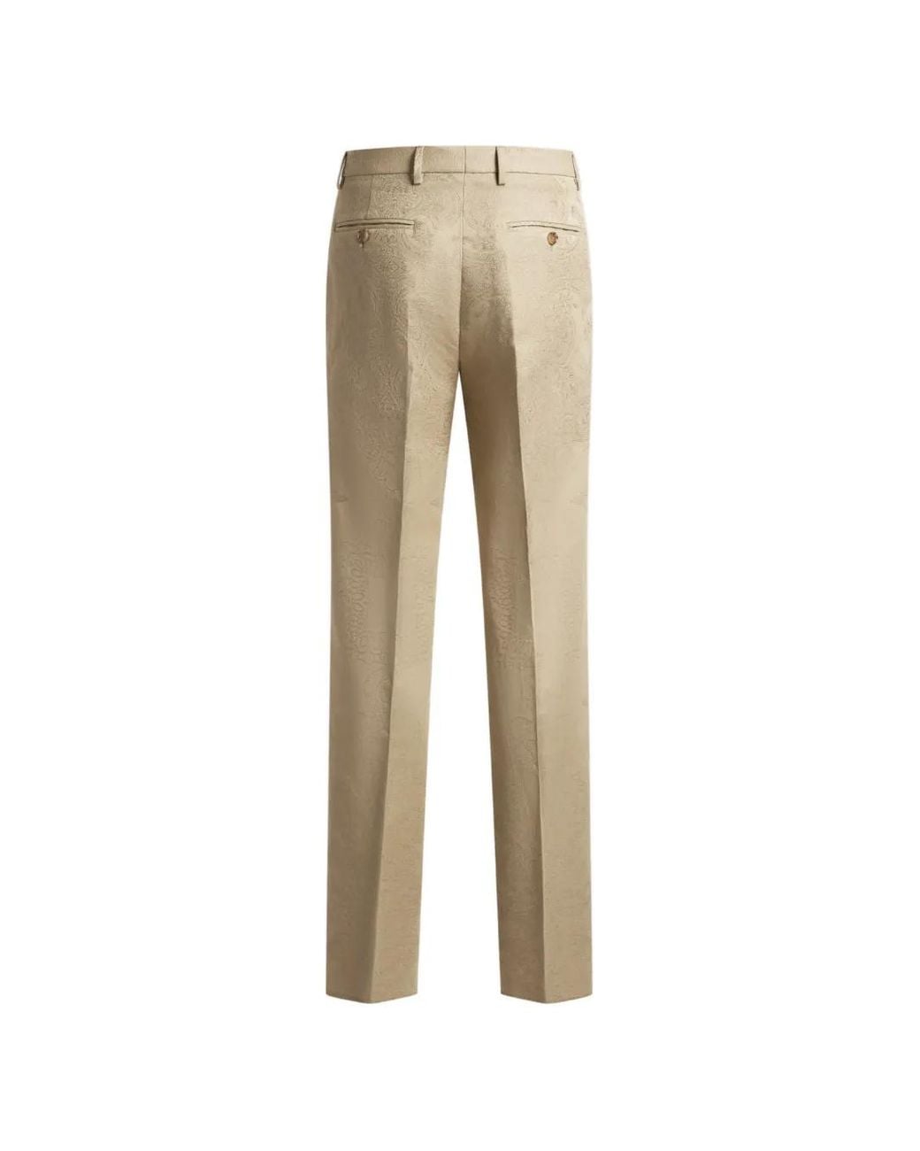 Etro Natural Cotton-Blend Jacquard Trousers With Placed Floral Paisley Motif for men