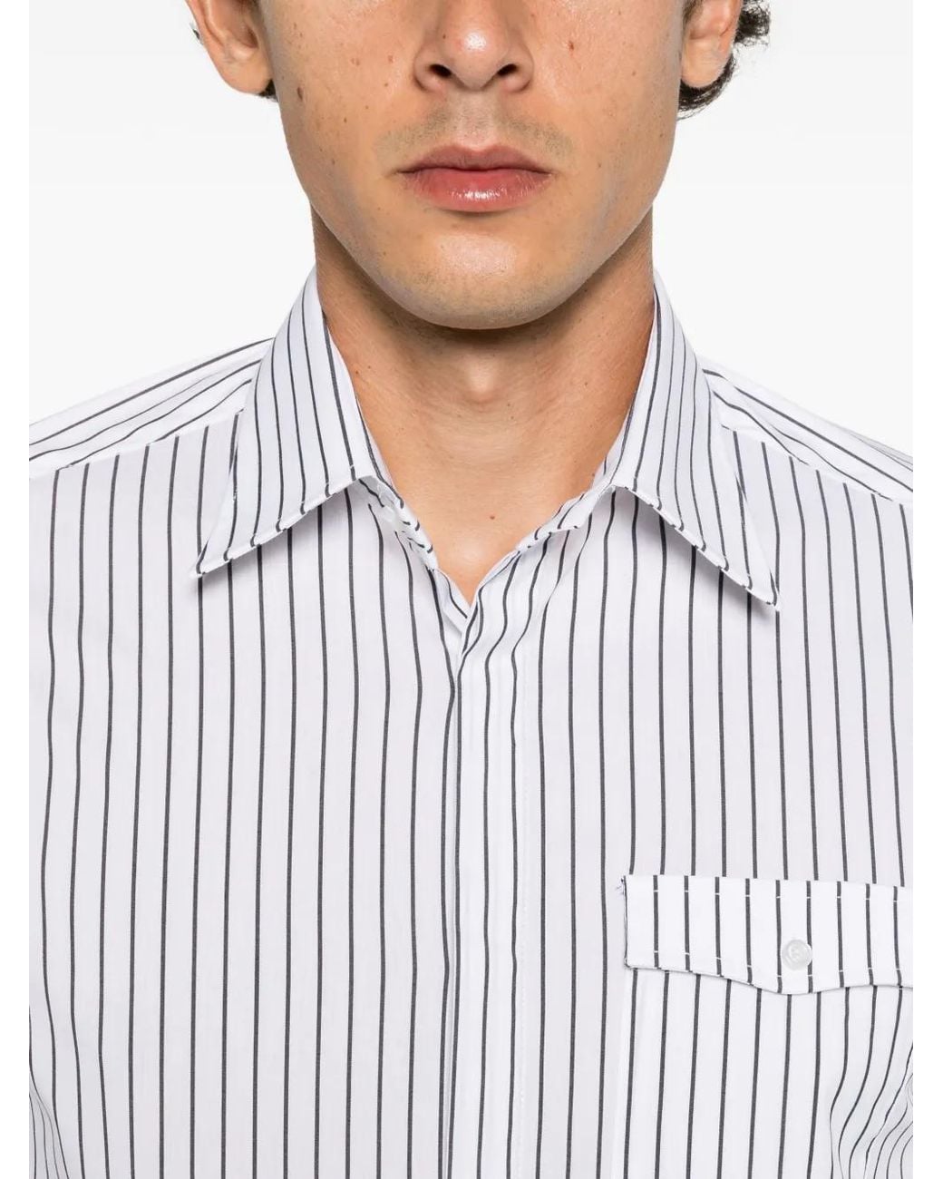 MARSĒM White Vertical-Stripe Slim-Fit Shirt for men