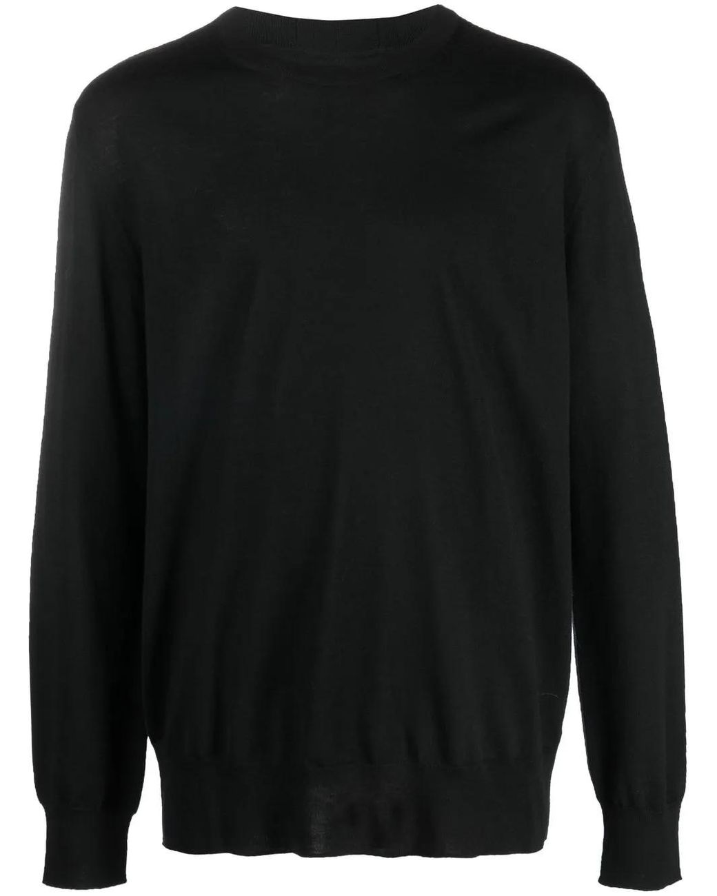 Jil Sander Black Wool-Knit Crew-Neck Jumper for men