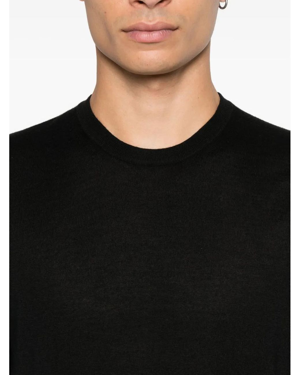 Fedeli Black Crew-Neck Long-Sleeve Top for men