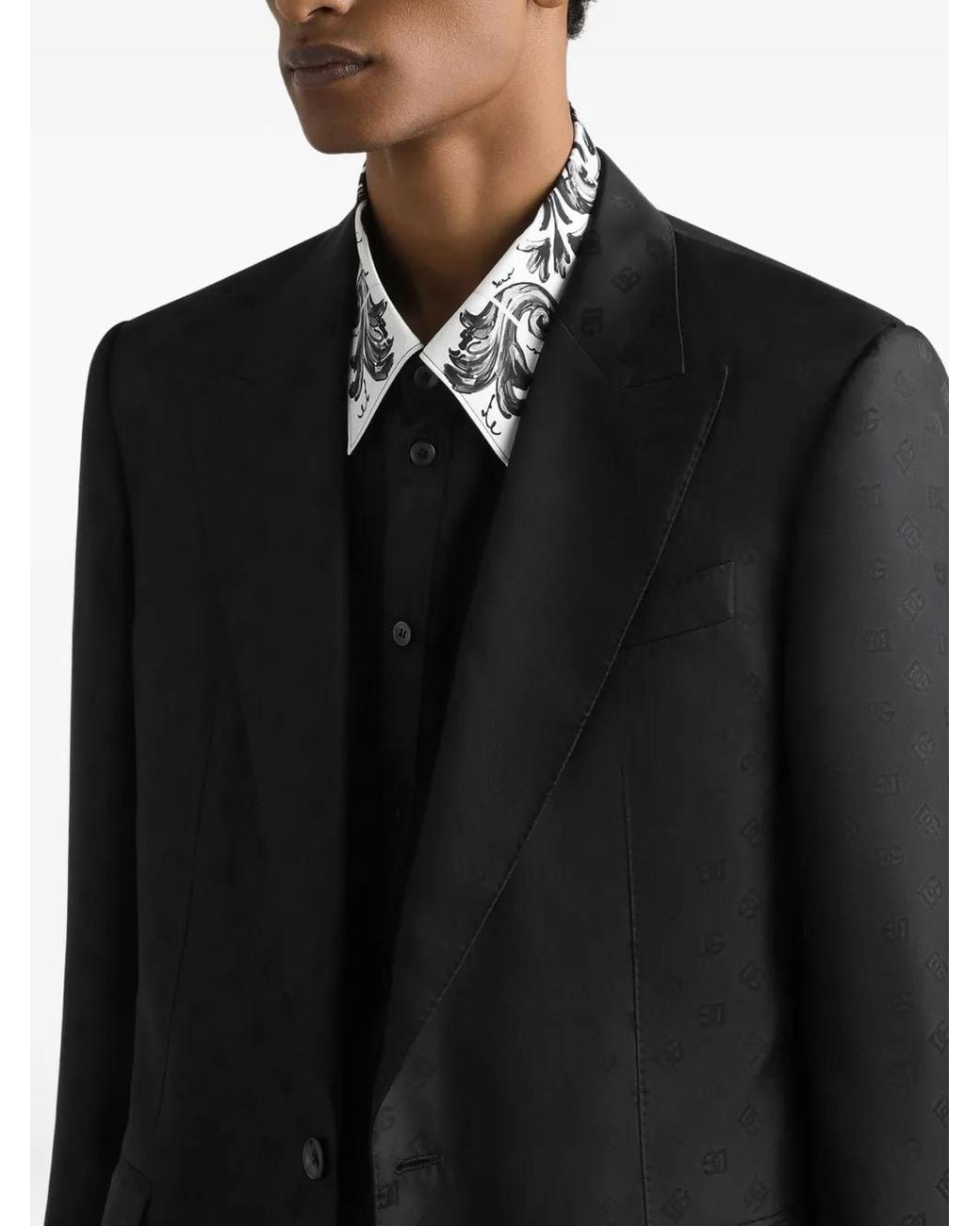 Dolce & Gabbana Black Sicilia Light Single-Breasted Silk Twill Jacket for men