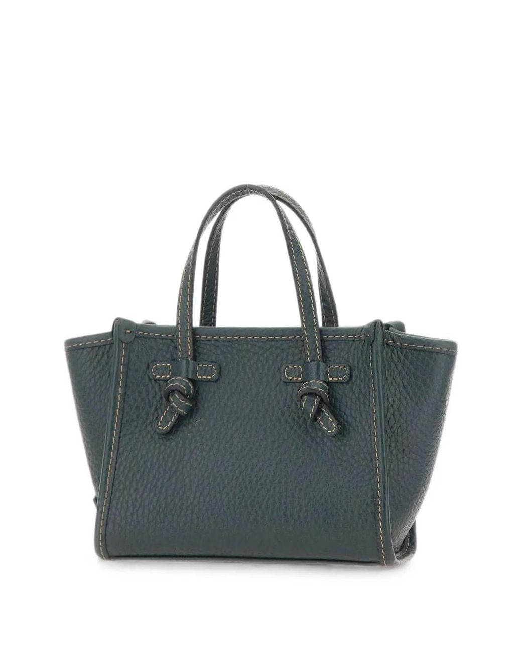 MARCELLA CLUB Blue Small Miss Marcella Grained Leather Tote Bag