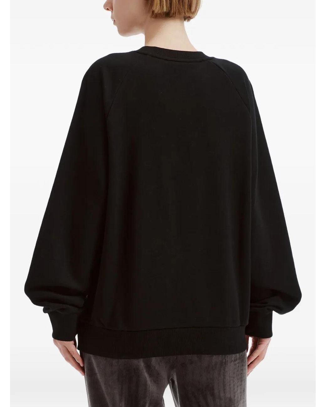 Chocoolate Black Bear-Patch Long-Sleeve Sweatshirt