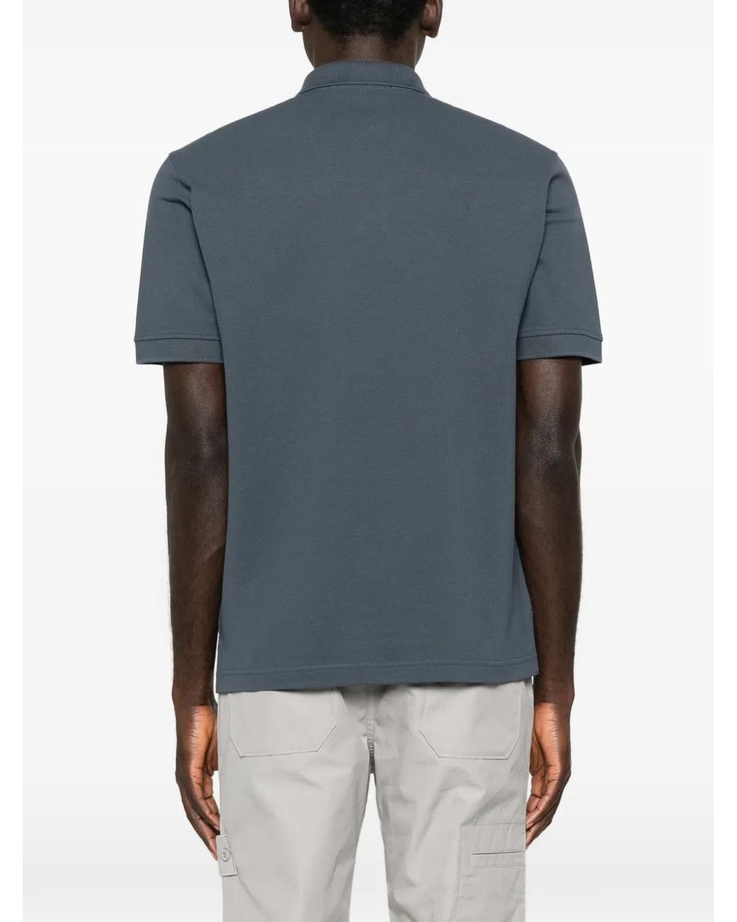 Stone Island Blue Ghost Logo-Patch Polo Shirt for men