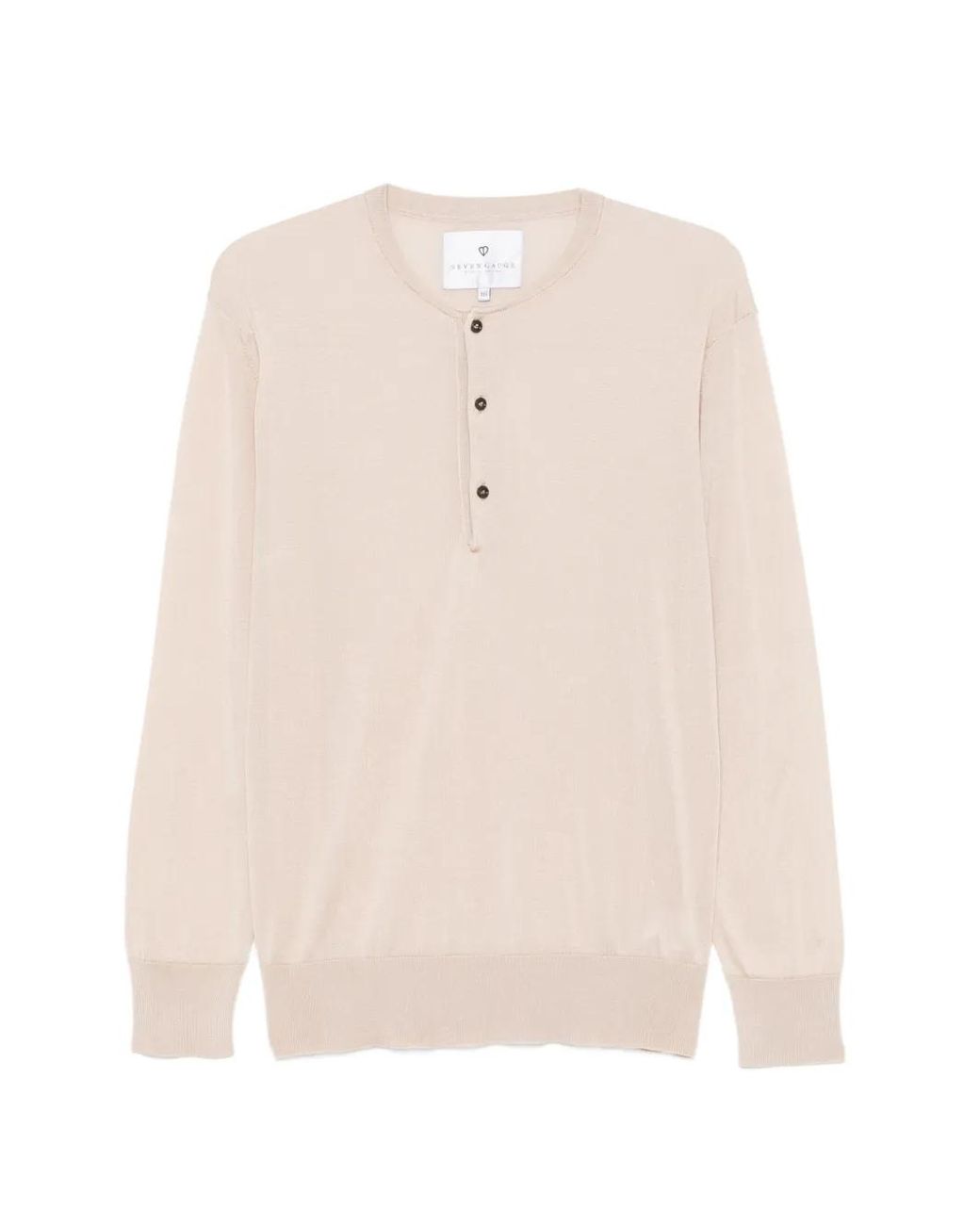 Seven Gauge White Sweat À Col Boutonné Au Dos for men