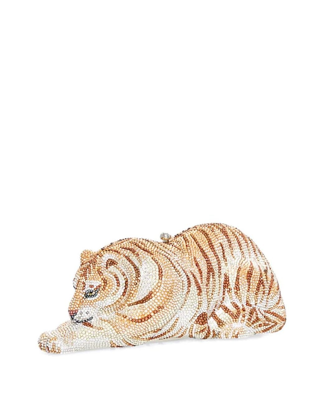 Judith Leiber Metallic Wildcat Golden Cub Rhinestone Clutch Bag
