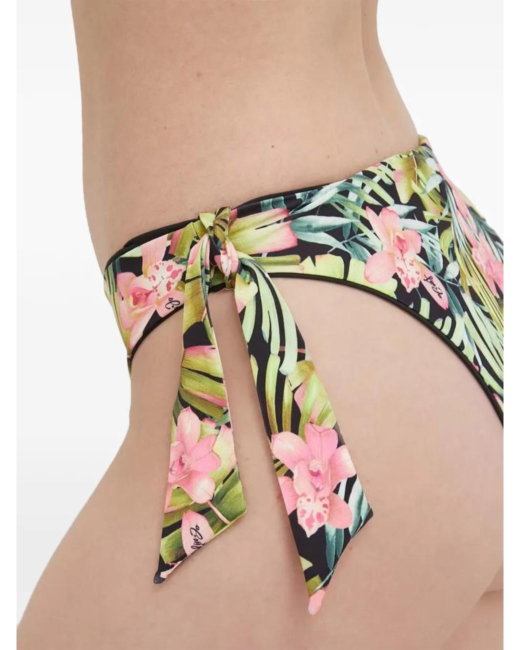Liu Jo Black Floral-Print Side-Tie Reversible Bikini Bottoms