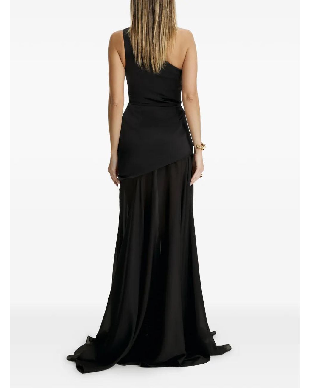 Il Volo Black Aeris One-Shoulder Draped Dress