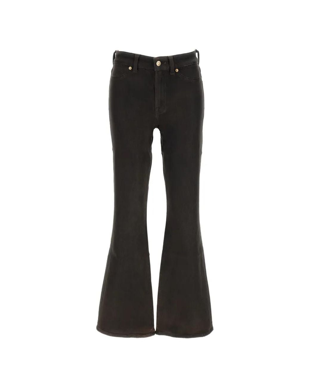 7 For All Mankind Black Button-Fastening Flared-Leg Jeans