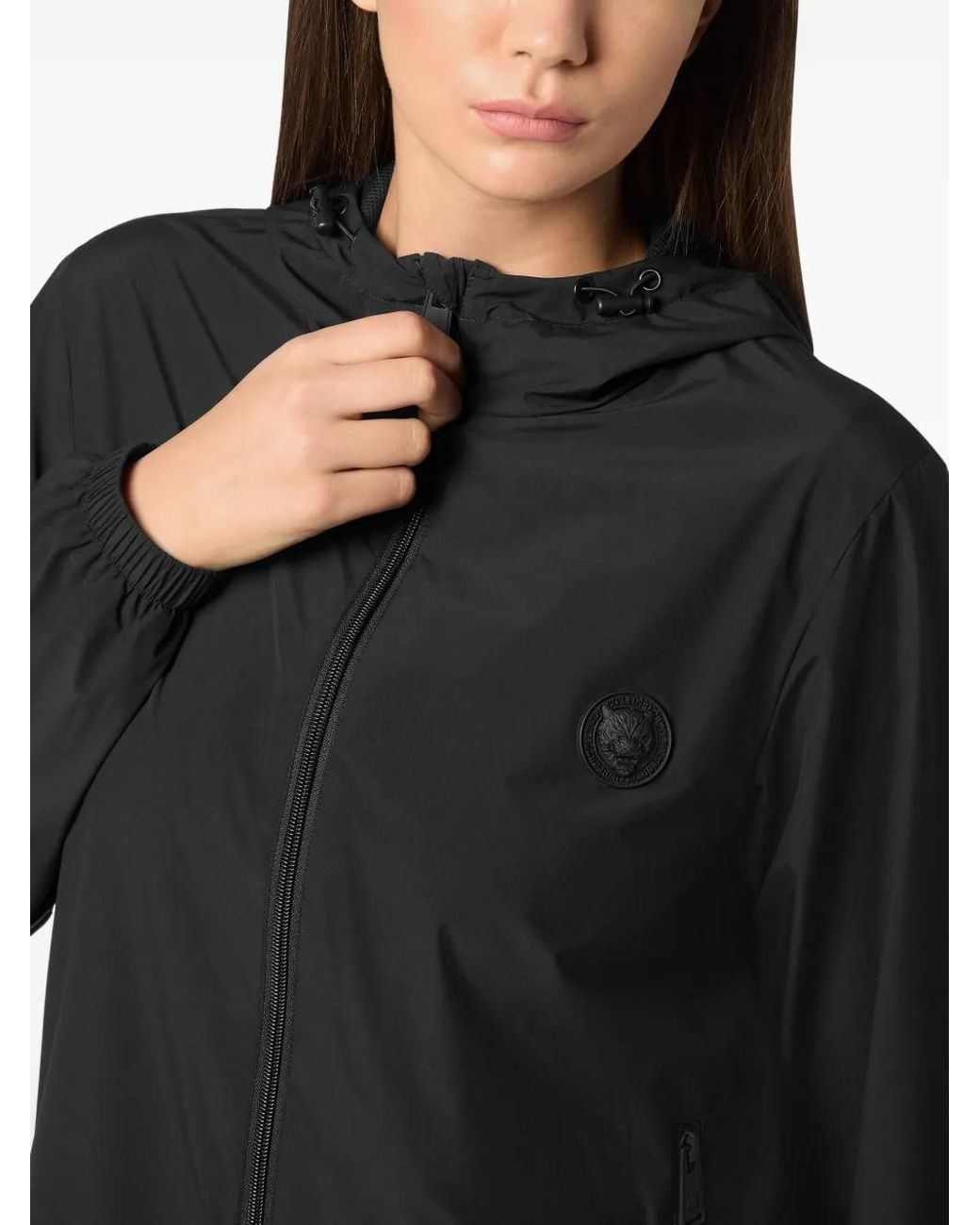 Philipp Plein Black Logo-Patch Hoodie