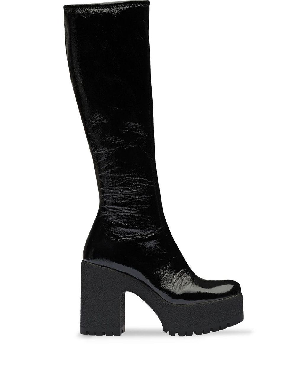 Miu Miu Technical Patent Fabric Platform Boots in Black | Lyst