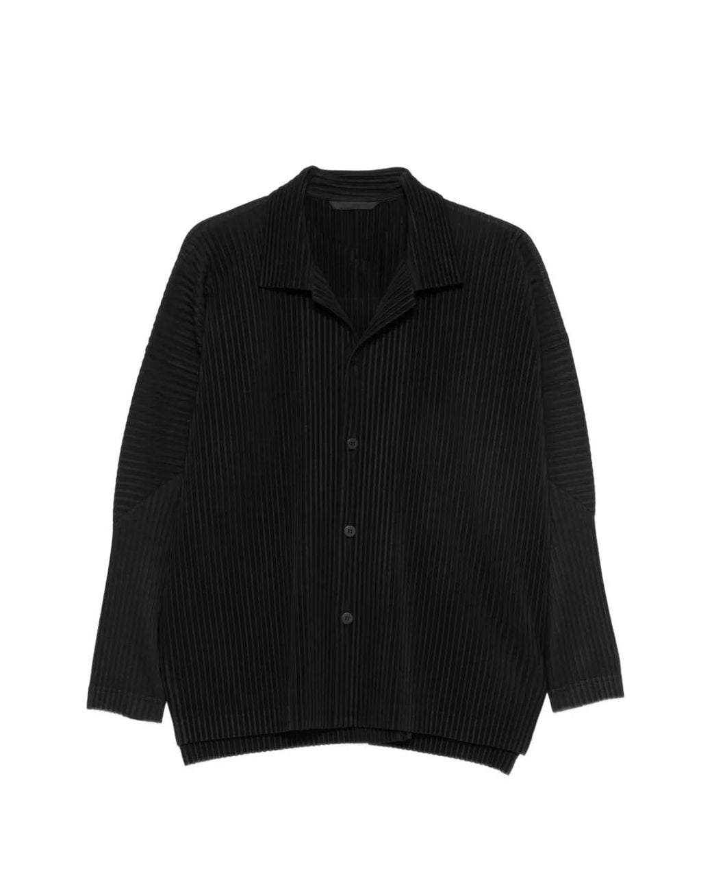 Homme Plissé Issey Miyake Black Plissé-Effect Long-Sleeve Shirt for men