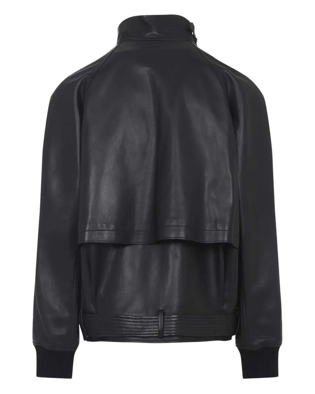 Lanvin Black Geometric-Panel Leather Jacket for men