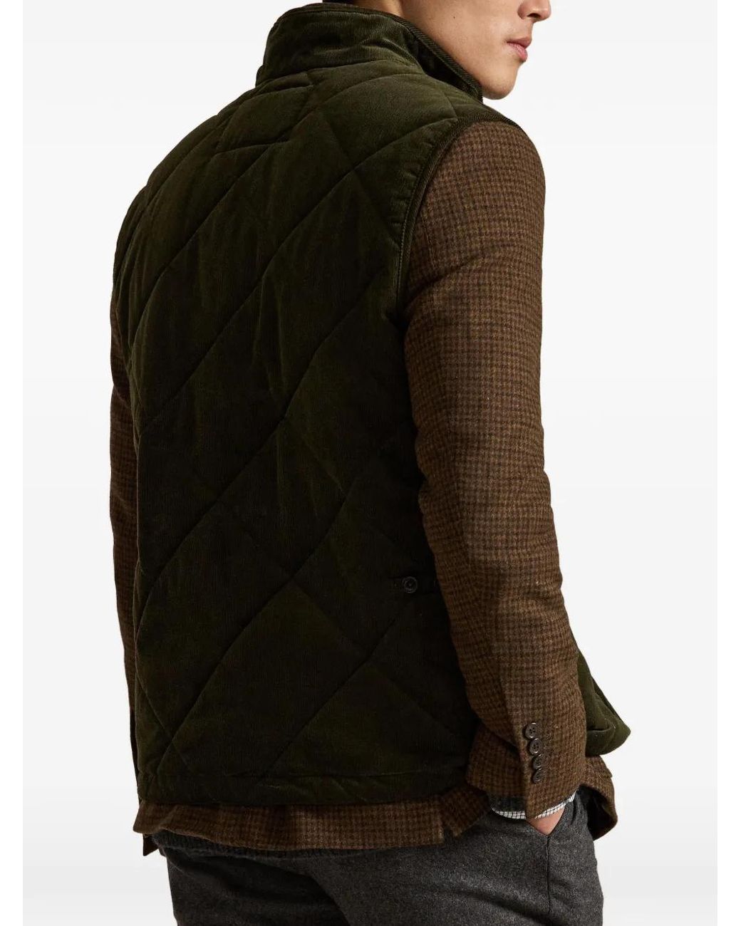 Polo Ralph Lauren Green Gilet Matelassé En Velours Côtelé for men