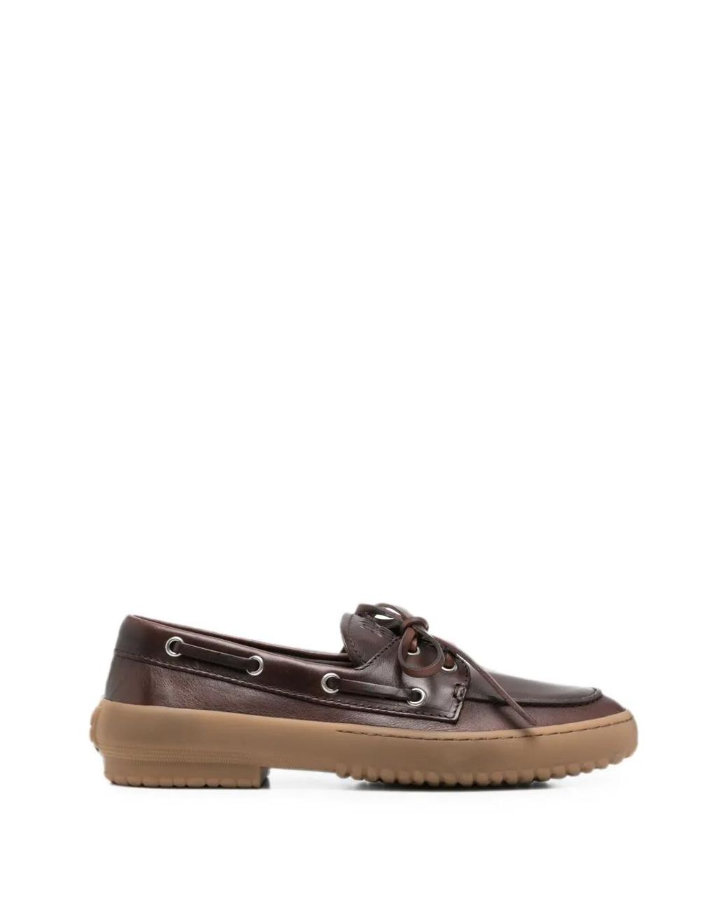 Miu Miu Brown Lace-Up Leather Loafers