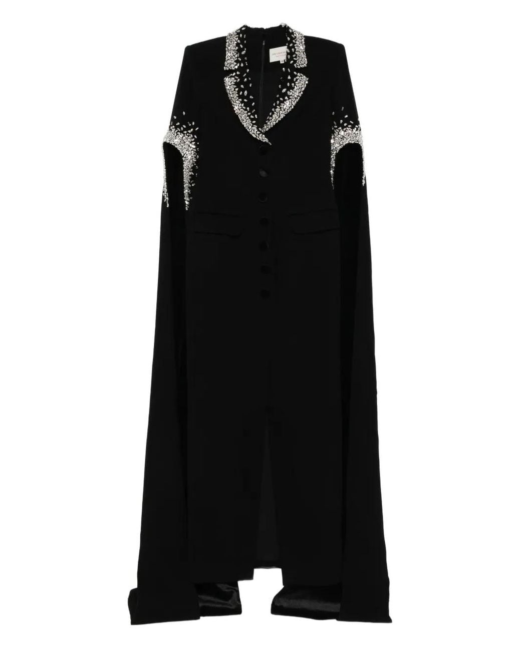 Jean Louis Sabaji Black Crystal-Embellished Tailored Maxi Dress