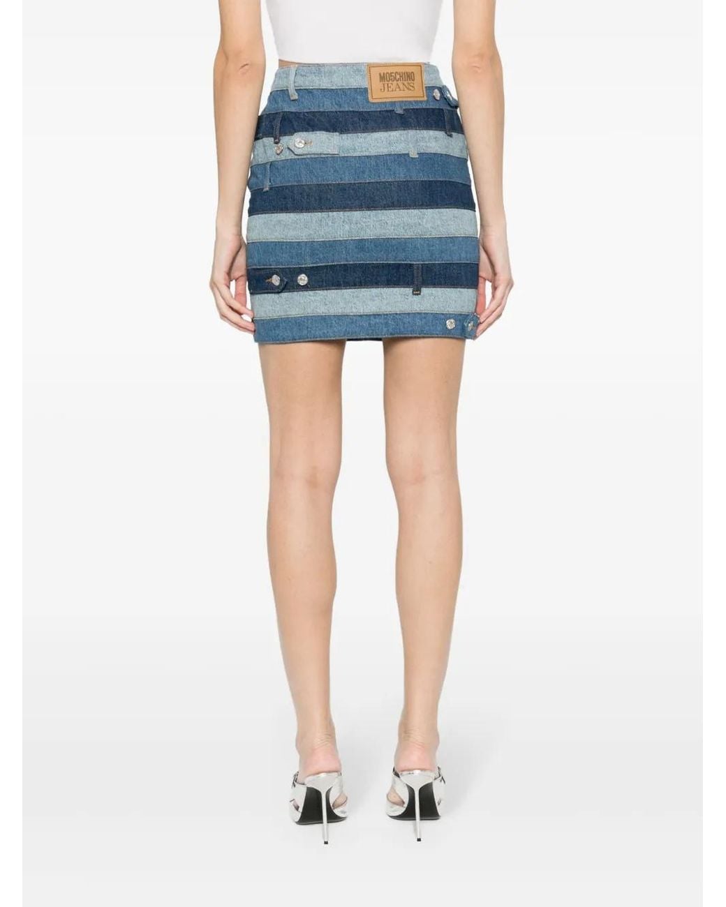 Moschino Blue Panelled Denim Mini Skirt