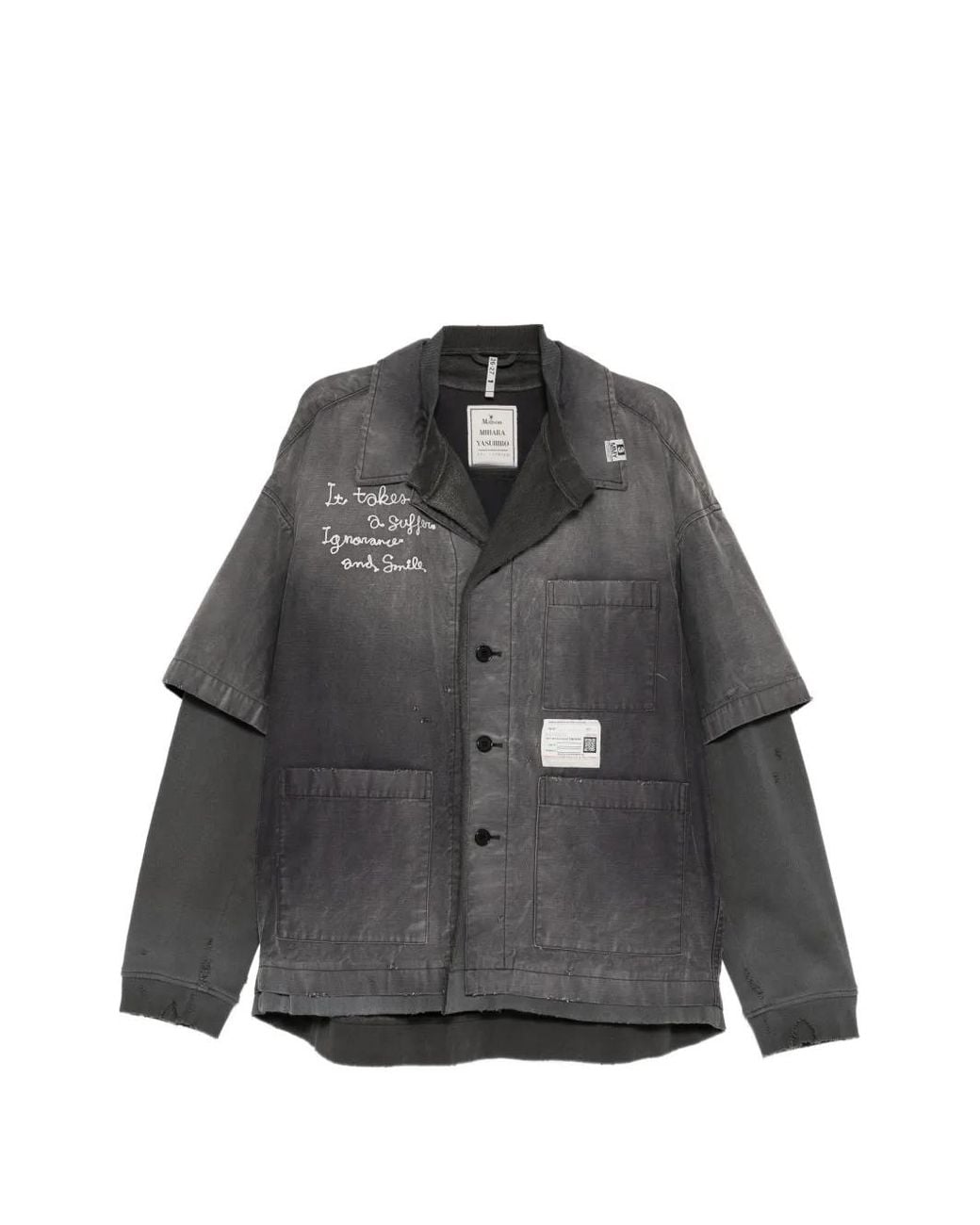 Maison Mihara Yasuhiro Black Sweat Layered Work Shirt for men