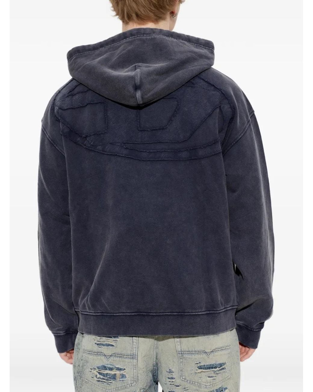 DIESEL Blue Zip-Up Hoodie for men