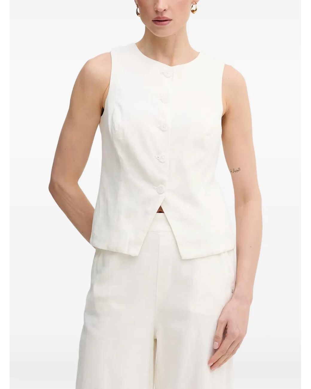 DKNY White Sleeveless Blouse