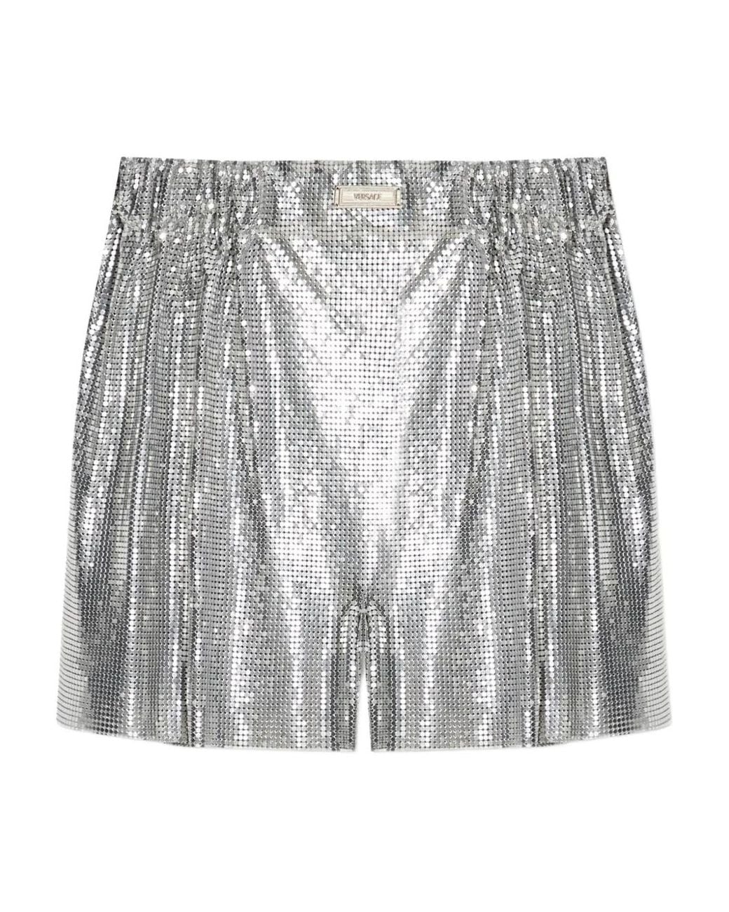 Versace Gray Sequin-Embellished Shorts