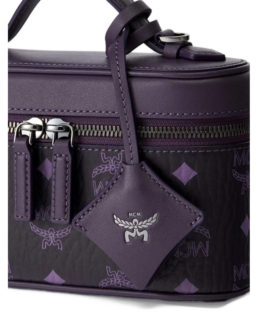 MCM Purple Mini Visetos Aren Tote Bag