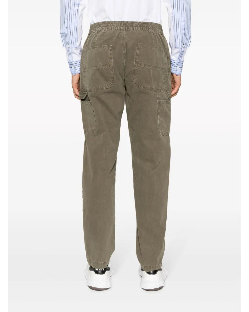 Moschino Green Logo-Embroidered Cotton Straight-Leg Trousers for men
