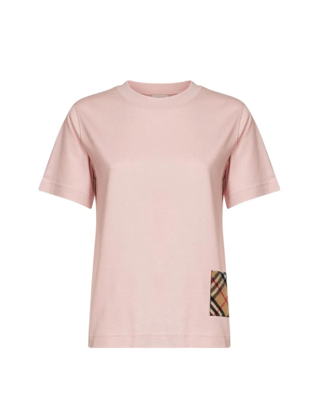Burberry Pink Check Cashmere Patch T-Shirt