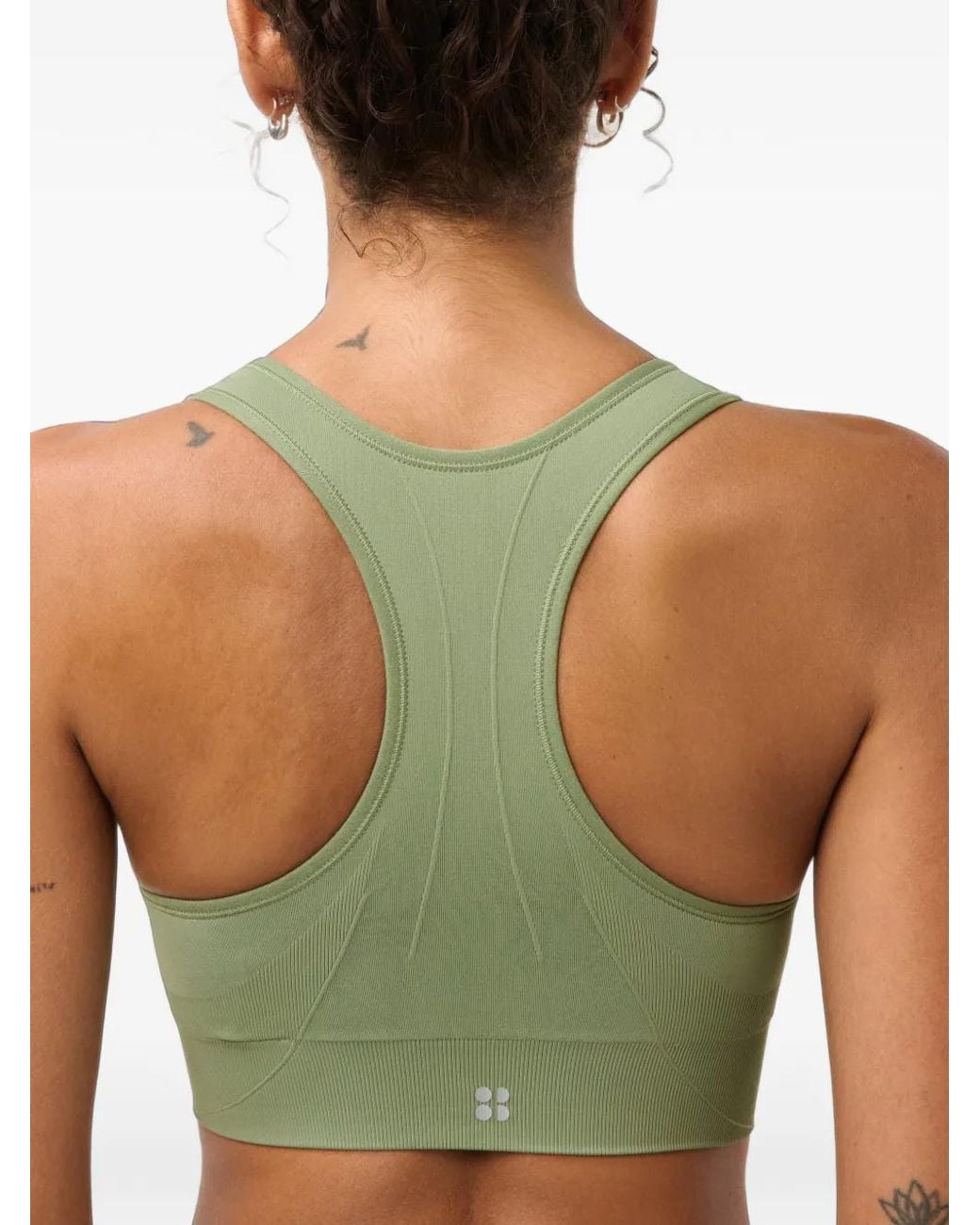 Sweaty Betty Green Stamina Seamless Racerback Sports Bra