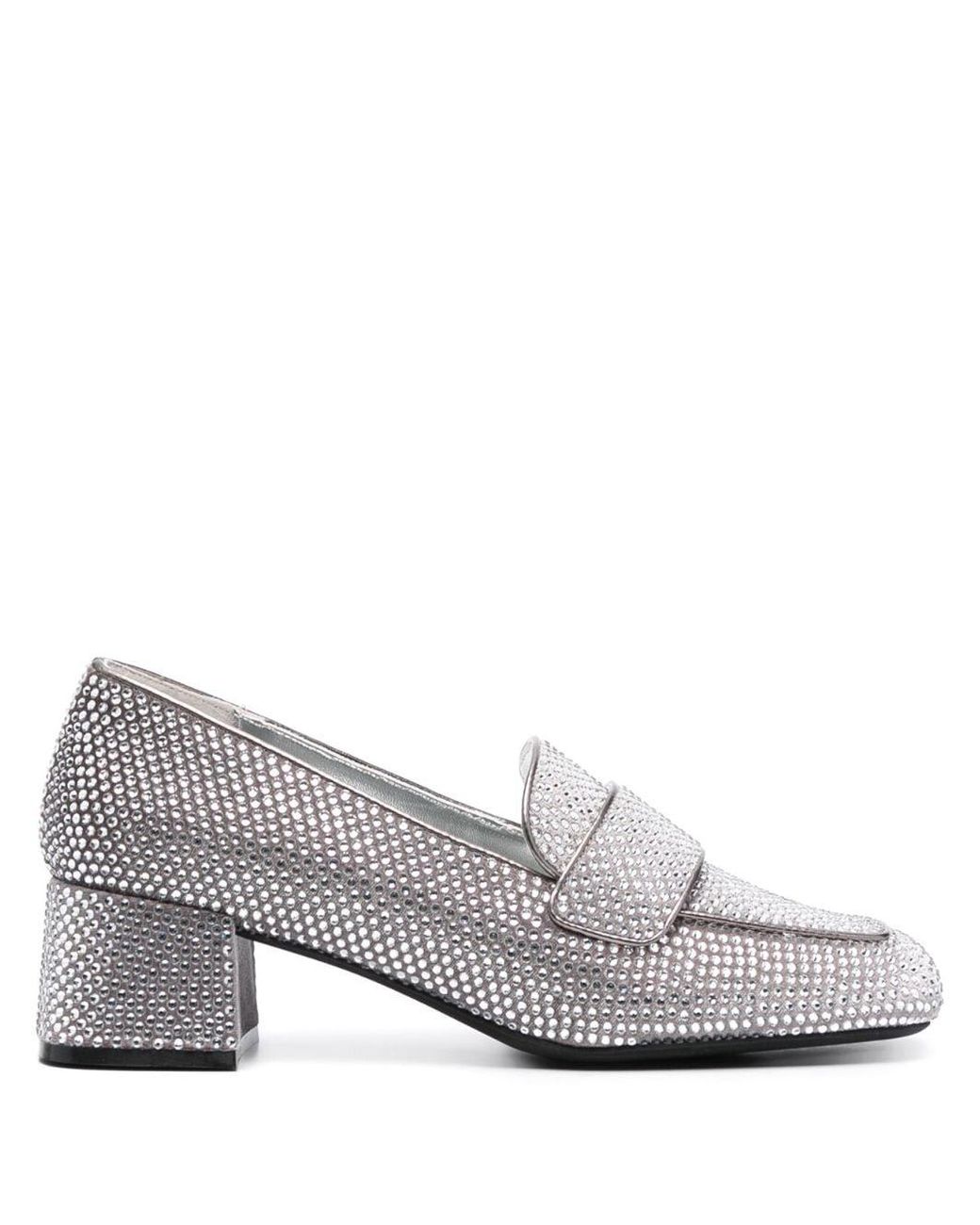 Jeffrey Campbell 55mm Crystalembellished Loafers in Gray Lyst