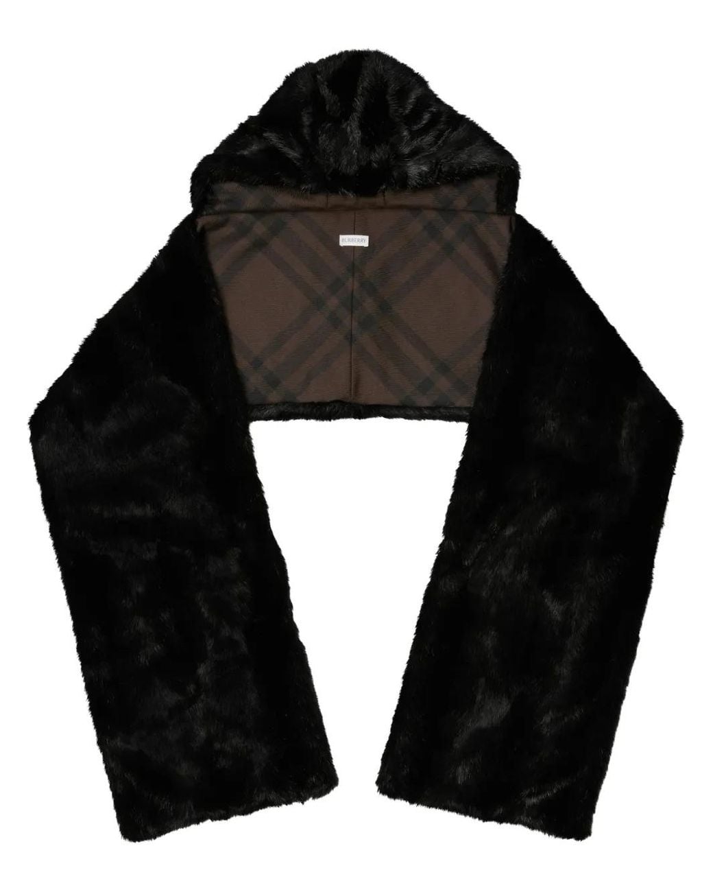 Burberry Black Hooded Faux-Fur Scarf