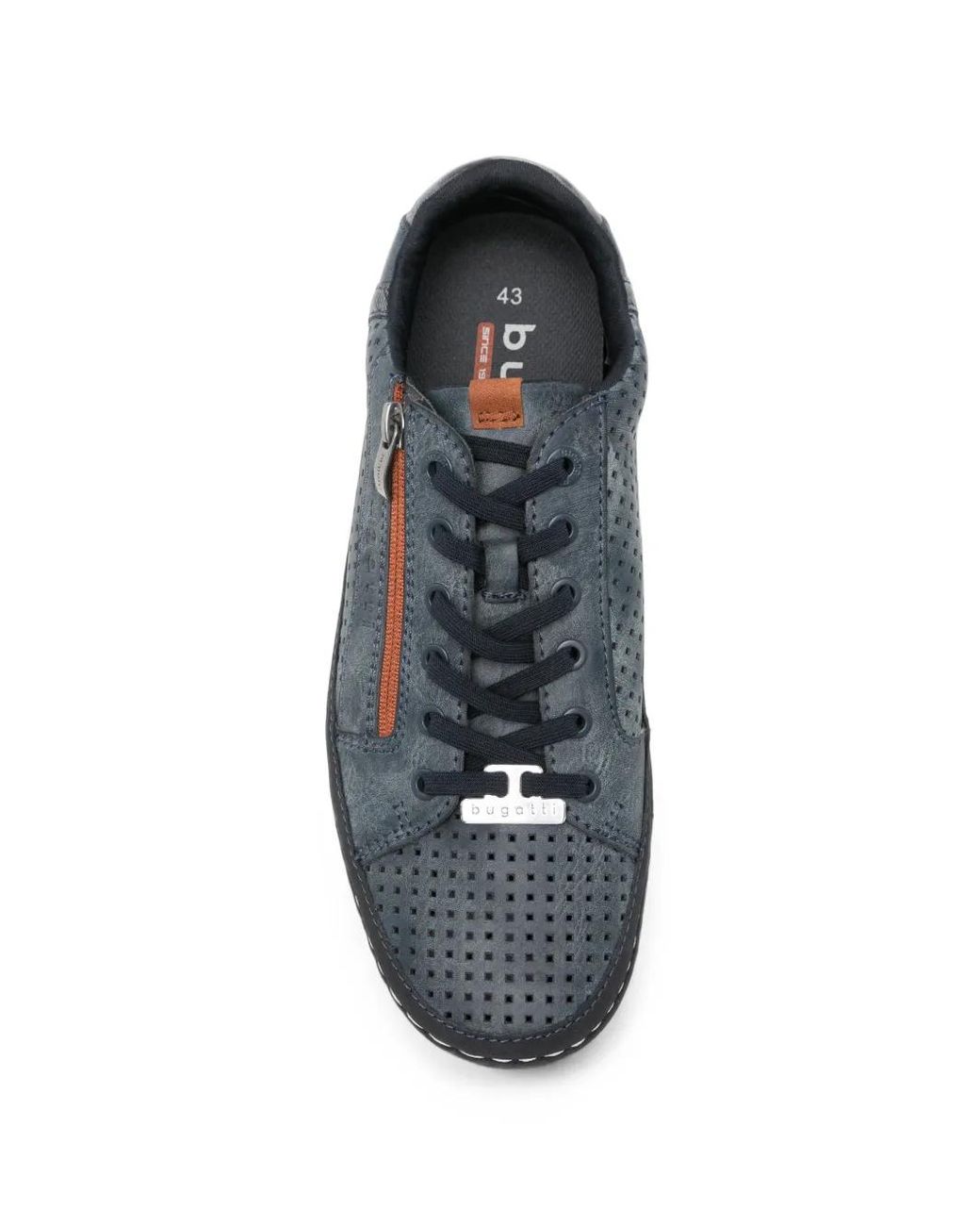 Bugatti Gray Perforated Side-Zip Sneakers for men