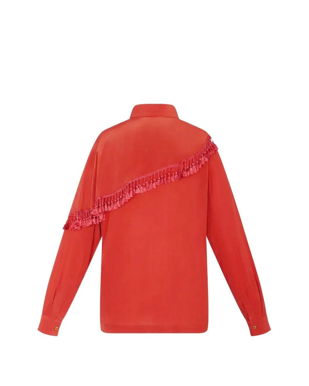 Carolina K Red Camo Tassel-Trimmed Asymmetric Shirt
