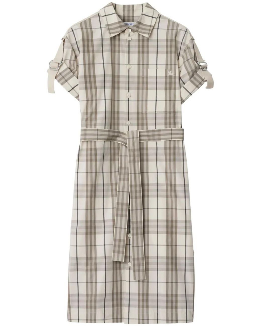 Burberry White Checked Shirt Dress