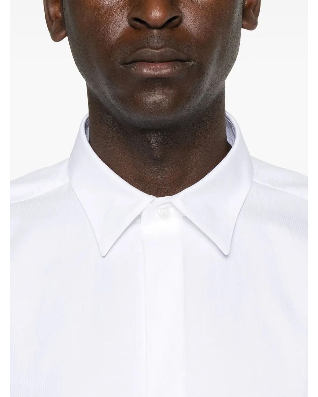 Saint Laurent White Stripe-Jacquard Shirt for men