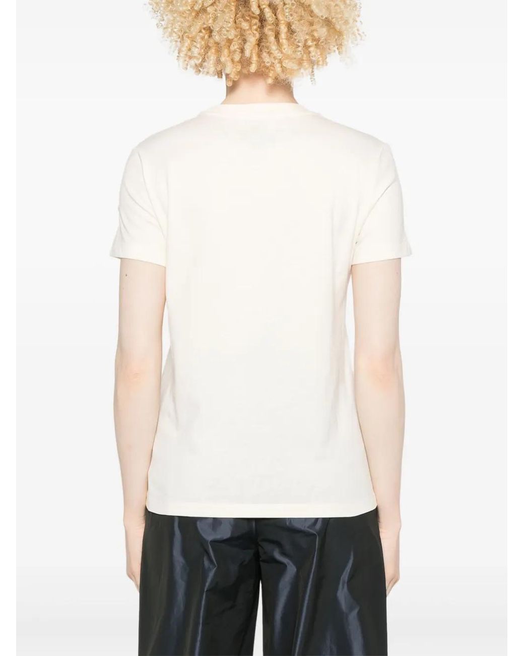 Moncler White Embroidered-Logo Cotton T-Shirt