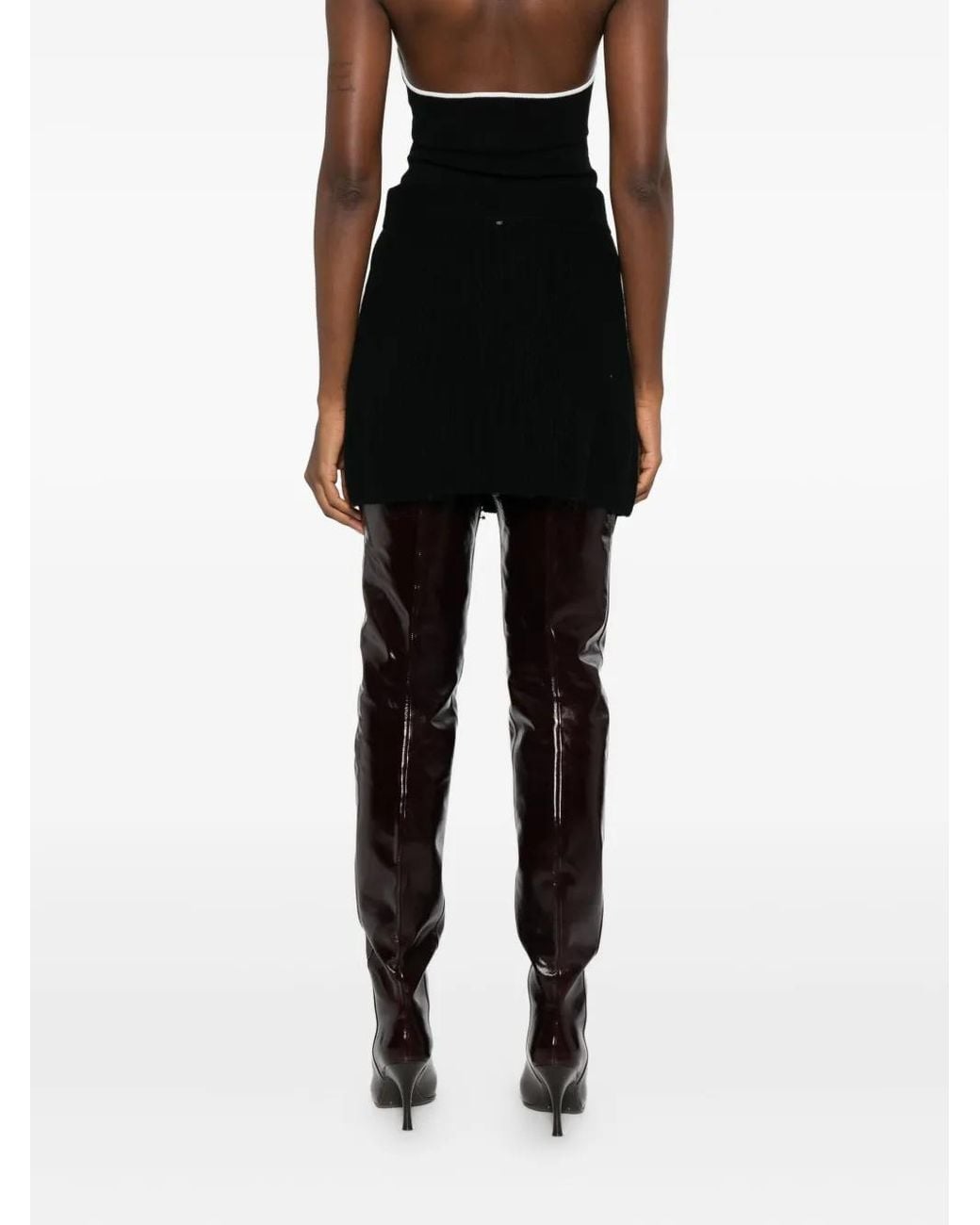 Sportmax Black Ribbed Zip-Front Mini Skirt