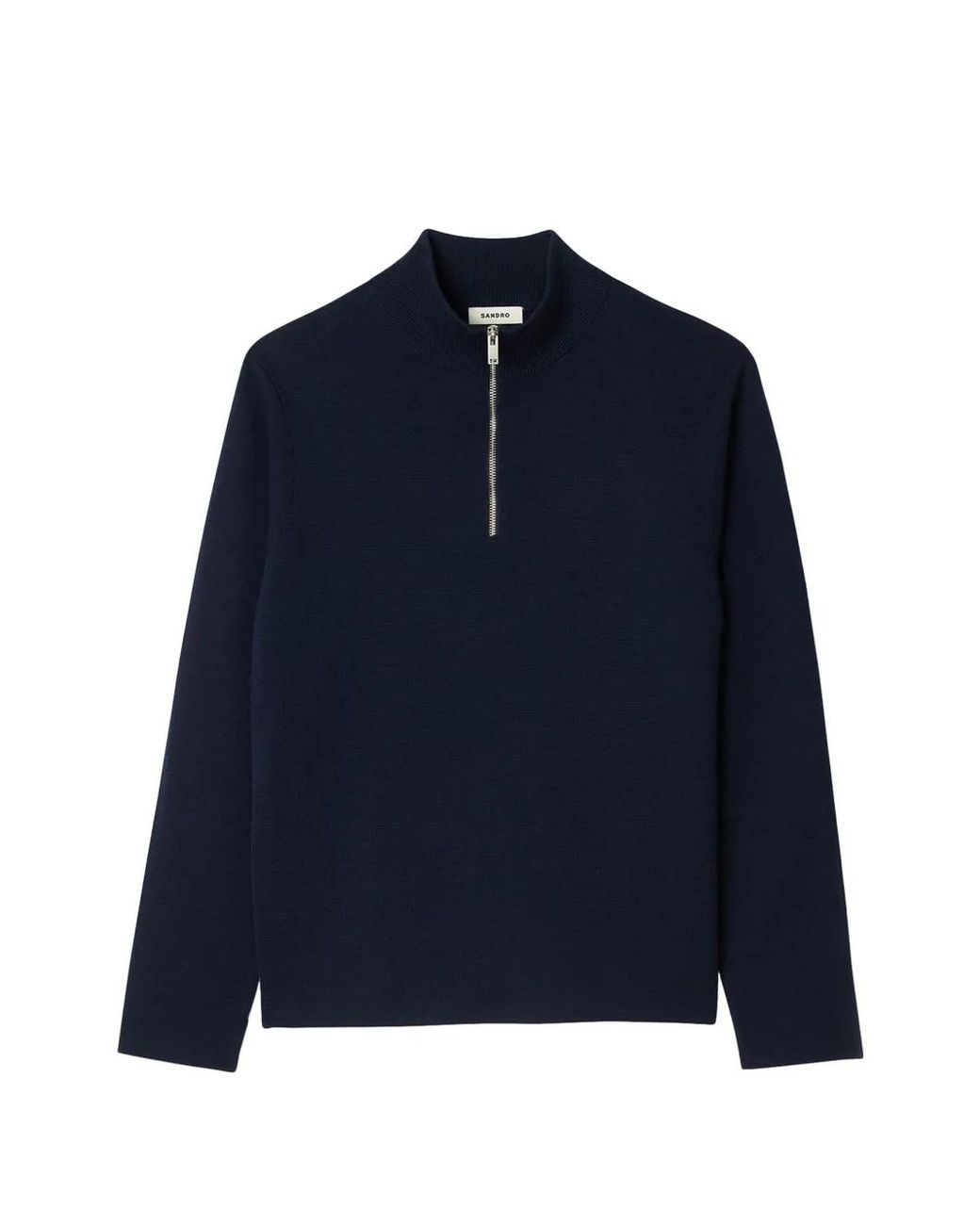 Sandro Blue Wool Sweater With Zipped Collar for men