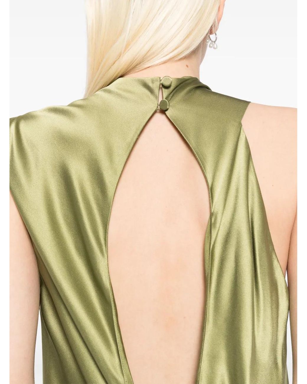 Michelle Mason Green Sleeveless Silk Dress