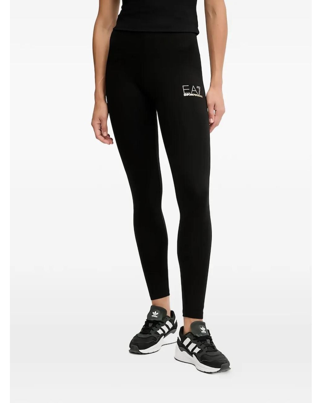 EA7 Black Logo-Detail Leggings