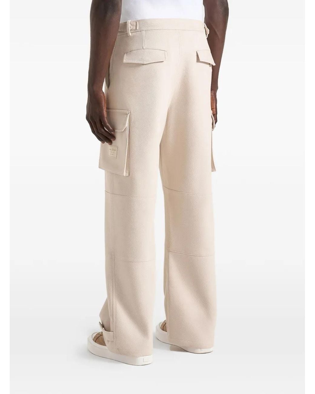 Manière De Voir Natural Mathis Twill Signature Wide Leg Cargo Trousers for men