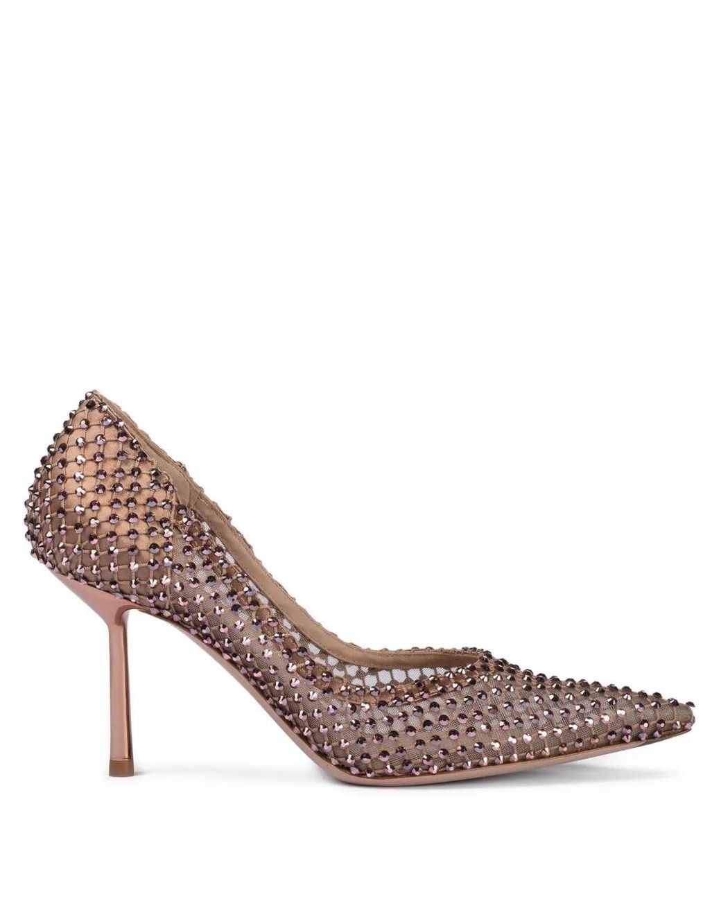 Le Silla Pink 90Mm Gilda Crystal-Embellished Mesh Pumps